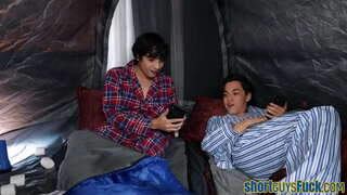 Busty cougar pounded by short guys in trio until cumshot